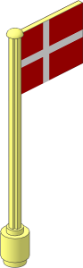Flag on Flagpole Type 5 with Denmark Flag Sticker