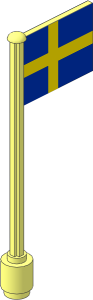 Flag on Flagpole Type 5 with Sweden Flag Sticker
