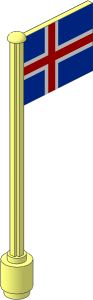 Flag on Flagpole Type 5 with Iceland Flag Sticker
