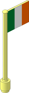 Flag on Flagpole Type 5 with Ireland Flag Sticker