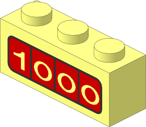 Brick  1 x  3 with Cash Register Display Pattern