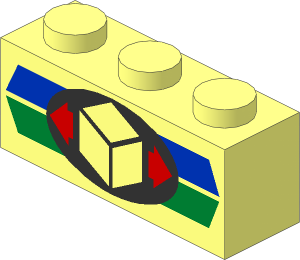 Brick  1 x  3 with Green and Blue Stripe and Cargo Logo Pattern