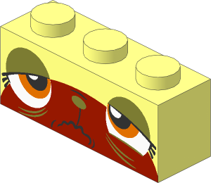 Brick  1 x  3 with Cat Face Sick Pattern