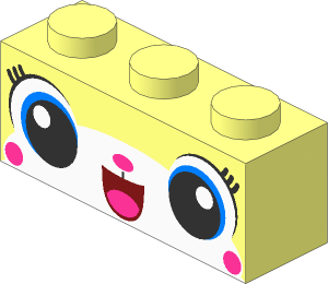 Brick  1 x  3 with Cat Face, Wide Round Eyes and Open Mouth with Tongue Pattern
