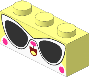 Brick  1 x  3 with Cat Face, Open Mouth with Tongue and Sunglasses with Silver Rim Pattern