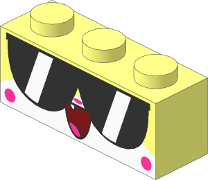 Brick  1 x  3 with Cat Face, Wide Sunglasses with White Stripes and Open Mouth with Tooth and Tongue Pattern