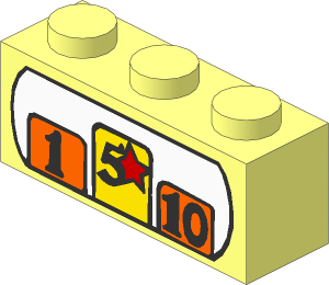 Brick  1 x  3 with Fabuland Cash Register Pattern