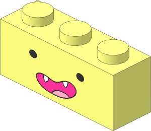Brick  1 x  3 with Black Eyes and Dark Purple Mouth with Fangs Pattern