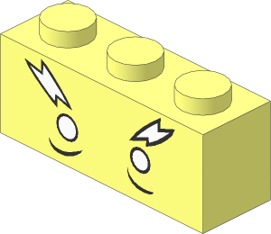 Brick  1 x  3 with Face White Eyes and Lightning Eyebrows Pattern