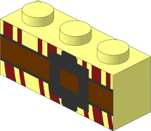 Brick  1 x  3 with Dark Red Lines, Brown Belt and Dark Nougat Buckle Pattern