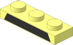 Plate  1 x  3 with Black Trapezoid Pattern