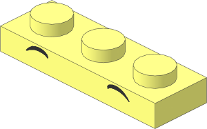 Plate  1 x  3 with High and Pointed Eyebrows Pattern