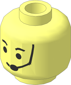 Minifig Head with Standard Grin, Eyebrows and Microphone Pattern