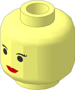 Minifig Head Female with Red Lips Small Eyebrows Pattern