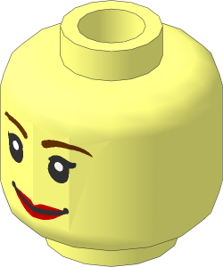 Minifig Head Female with Brown Eyebrows, Pupils, Eyelashes Pattern