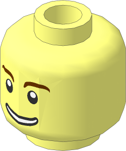 Minifig Head with Teeth, Pupils, Brown Eyebrows Pattern