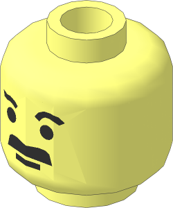 Minifig Head with Thick Moustache and Short Eyebrows Pattern