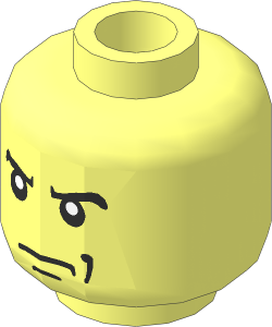 Minifig Head with Angry Eyebrows and Tense Mouth Pattern