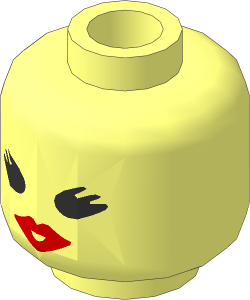 Minifig Head Female with Red Lips, Open Mouth and Thick Eyelashes Pattern