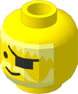 ~Minifig Head with Messy Hair, Beard and Eye Patch Pattern (Obsolete)