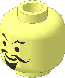Minifig Head with Wiry Moustache, Goatee and Eyebrows Pattern