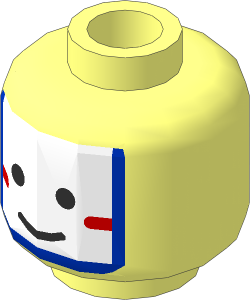 Minifig Head with Islander White/Blue Painted Face Pattern
