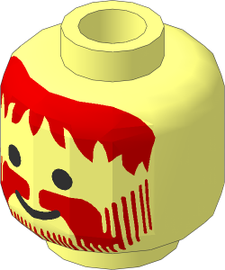 Minifig Head with Red Moustache, Beard and Messy Hair Pattern
