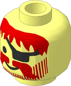 Minifig Head with Eye Patch, Red Moustache, Beard and Messy Hair Pattern