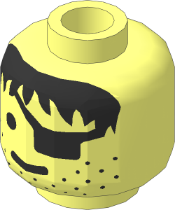 Minifig Head with Eye Patch, Black Stubble and Messy Hair Pattern