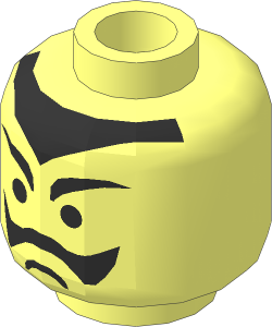 Minifig Head with Moustache, Frown and Pointed Hairline Pattern