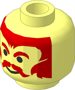 Minifig Head with Red Moustache, Eyebrows and Hair Pattern