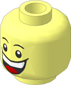 Minifig Head with Big Smile/Sad with Tear 2-sided Pattern