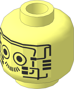 Minifig Head Robot with Silver Circuitry Pattern