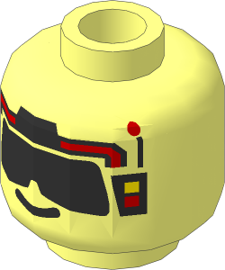 Minifig Head with Silver Sunglasses and Red Headset Pattern