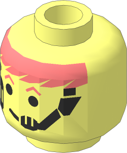 Minifig Head with Headset Over Fabuland Red Hair and Eyebrows Pattern