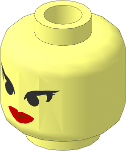 Minifig Head Female with Red Lips and Black Upswept Eyelashes Pattern