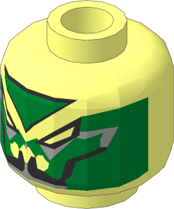 Minifig Head with Gold Paint, Fangs and Slanted Eyes Pattern