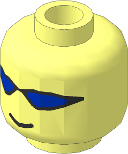 Minifig Head with Blue Sunglasses Pattern