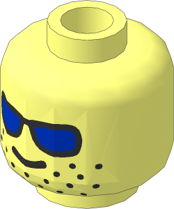 Minifig Head with Blue Sunglasses and Stubble Pattern