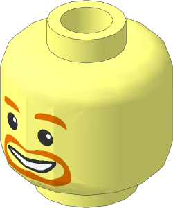 Minifig Head with Dark Orange Beard and White Smile Pattern