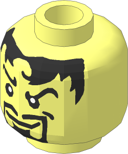 Minifig Head with Smirk, Black Hair and Goatee Pattern