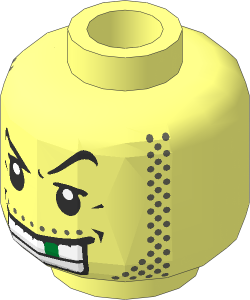 Minifig Head with Smile and Gold Tooth Pattern