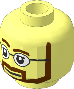 Minifig Head with Brown Angular Beard and Glasses Pattern