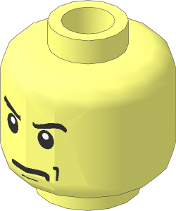 Minifig Head with Scowl, White Pupils and Angry Eyebrows Pattern