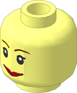 Minifig Head Female with Red Lips Smile/Scared 2-Sided Pattern