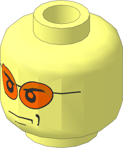 Minifig Head with Orange Glasses and Smirk Pattern