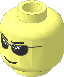 Minifig Head with Black Eyebrows and Silver Sunglasses Pattern