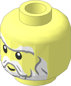 Minifig Head with White Beard, Sideburns, Moustache, Eyebrows and White Pupils Pattern