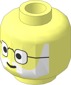 Minifig Head with Glasses and White Muttonchops Pattern