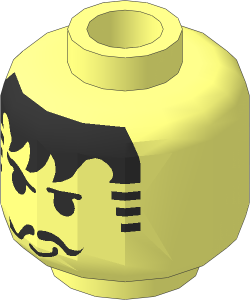 Minifig Head with Smirk & Black Moustache Pattern